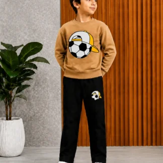 2 Pcs Boy's Cotton Fleece Printed Tracksuit