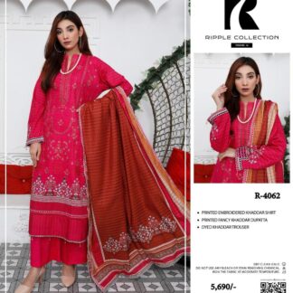 Pink Khaddar Wedding Suit 3-Piece Set with Dupatta