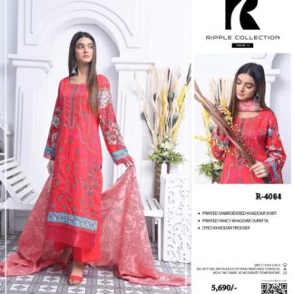 Pink Khaddar 3-Piece Unstitched Suit for Brides & Parties