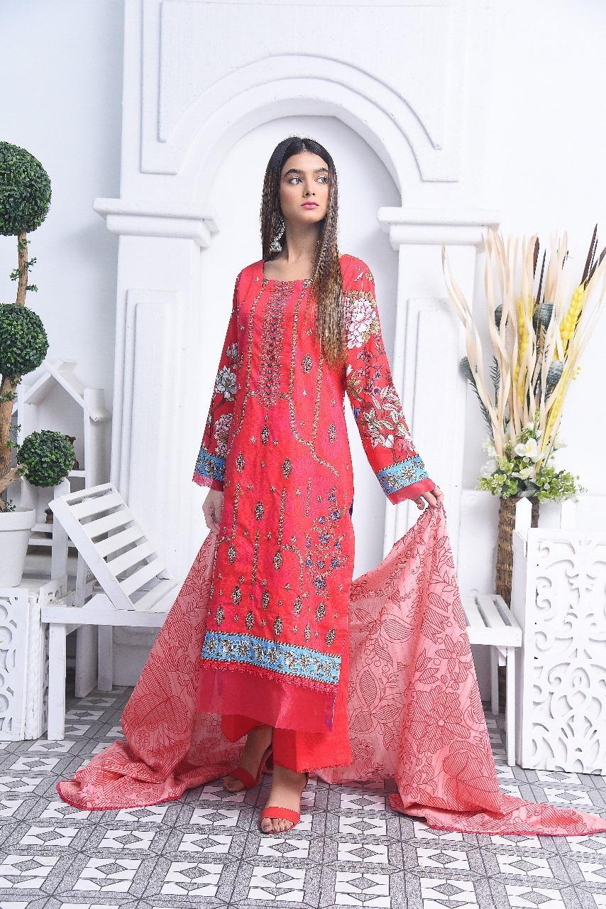 Pink Khaddar 3-Piece Unstitched Suit for Brides & Parties - Image 2