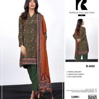 Printed Lawn 3-Piece Suit Green Orange Floral