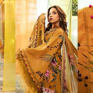Golden Printed Lawn Suit for Pakistani Women