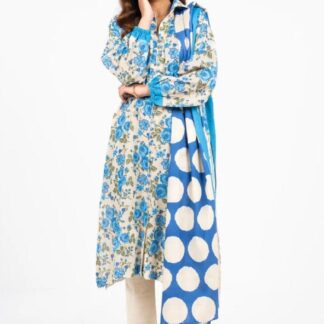 3-Piece Printed Lawn Suit for Women with Floral & Polka Dot Design