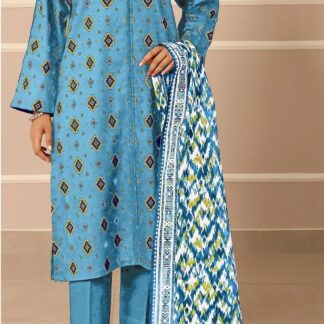Unstitched Printed Lawn Suit Blue for Women
