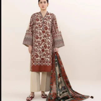 Unstitched Printed Linen Suit for Women Winter Office Wear
