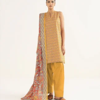 Golden Printed Dobby Lawn 3Pcs Set