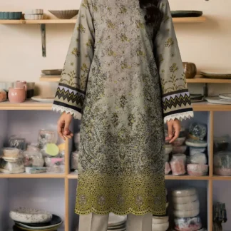 Women's Embroidered Lawn Suit Yellow Bakra Eid Party Wear