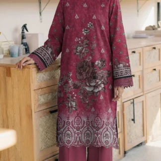 Women's Embroidered Lawn Suit Red 2 Pcs