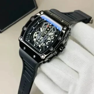 Richard Black Belt Skeleton Watch