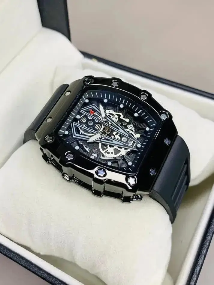 Richard Black Belt Skeleton Watch - Image 4