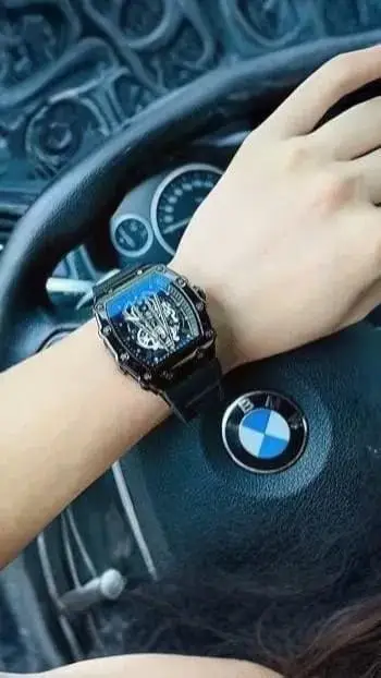 Richard Black Belt Skeleton Watch - Image 5