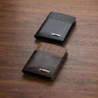 Men's Double Fold Crocodile Design Wallet