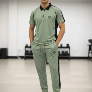 Men's Dri Fit Green Zipper Track Suit 2Pcs