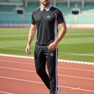 Men's Dri Fit Zipper Track Suit Silver Plain Collar