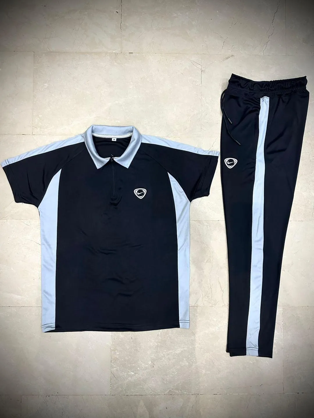 Men's Dri Fit Zipper Track Suit Silver Plain Collar - Image 2