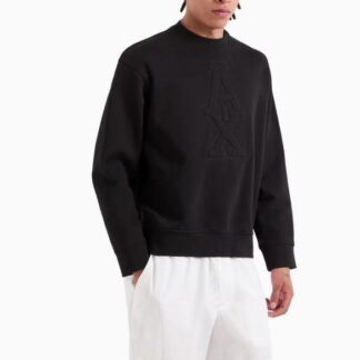 Men Black Cotton Crew Neck Sweater Medium to 3XL