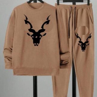 Men's Dri Fit Brown Track Suit 2Pcs Markhor Print