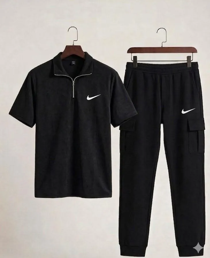 Men Black Polo Track Suit with Nike Logo - Image 2