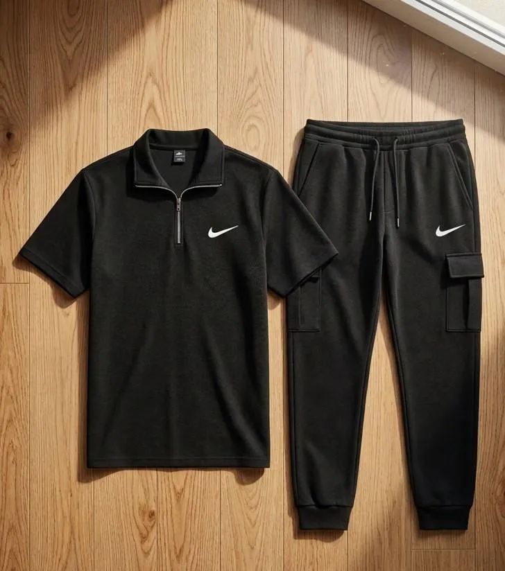 Men Black Polo Track Suit with Nike Logo - Image 3