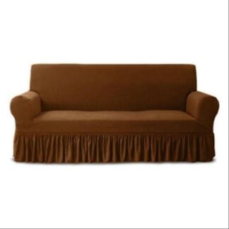 7 Seater Sofa Cover Brown Mesh Dust Proof Ruffled Hem