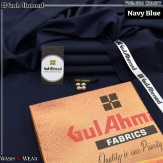 Gul Ahmed Men's Navy Blue Wash & Wear Suit 4m