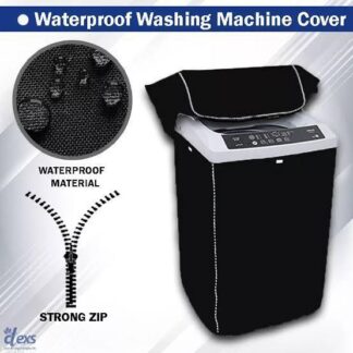 Waterproof Washing Machine Cover Black Silver Zipper