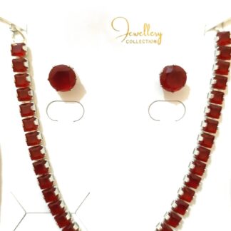 Red & Black Pendant Set for Women - 3 Pcs Lightweight & Durable