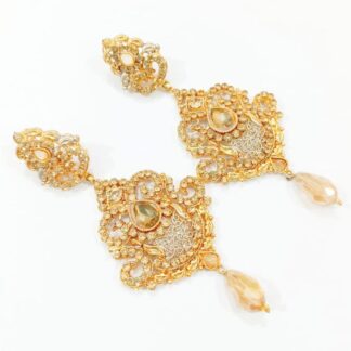 Traditional Gold Plated Earrings with Zircon Stones for Weddings