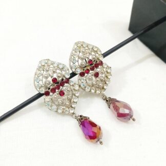 Premium Quality Floral Hairpins Red Gemstones Teardrop Crystals