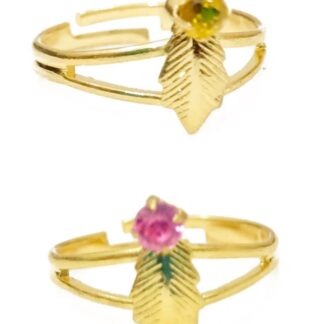 Adjustable Yellow Pink Alloy Ring for Ladies