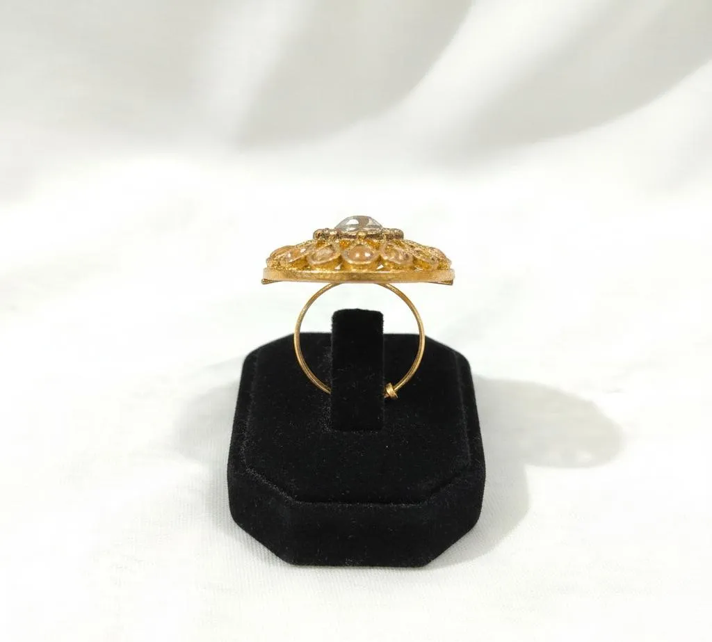 Golden Adjustable Ring for Women Wedding Party Wear - Image 2