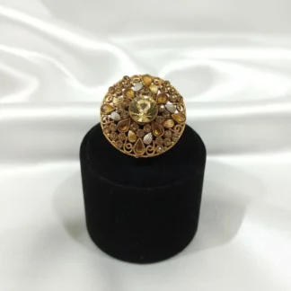 Golden Adjustable Bridal Ring with Filigree Design