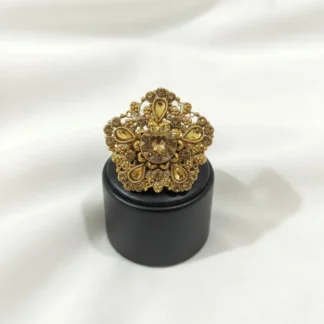Golden Antique Adjustable Ring for Women Wedding Party Wear