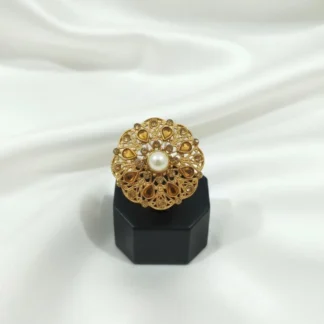 Adjustable Gold Pearl Ring for Pakistani Women