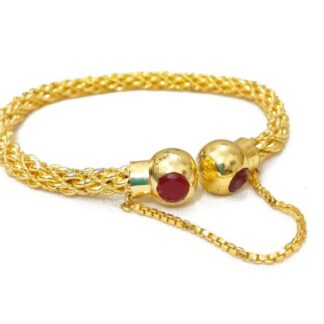 Gold Plated Red Stone Bangle for Bridal Wear