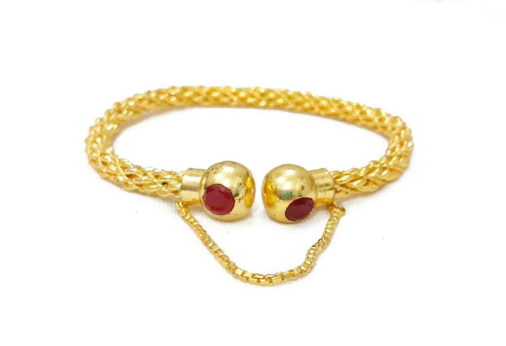 Gold Plated Red Stone Bangle for Bridal Wear - Image 2