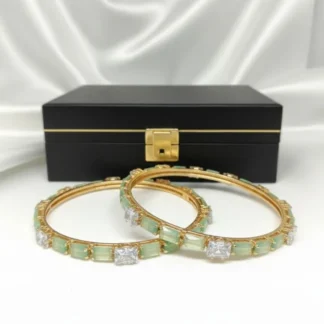 Green Gemstone Bangles for Women Wedding Party Wear