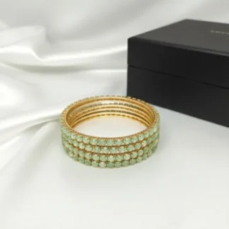 Green Stone Bangles Set of 4 Lightweight Wedding Party Wear
