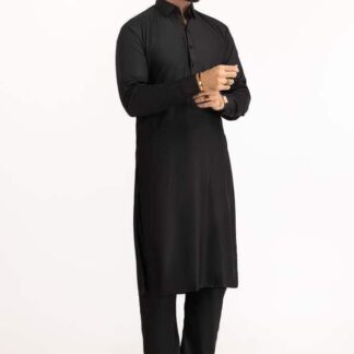 Men's Boski Plain Black Suit Unstitched Pakistan