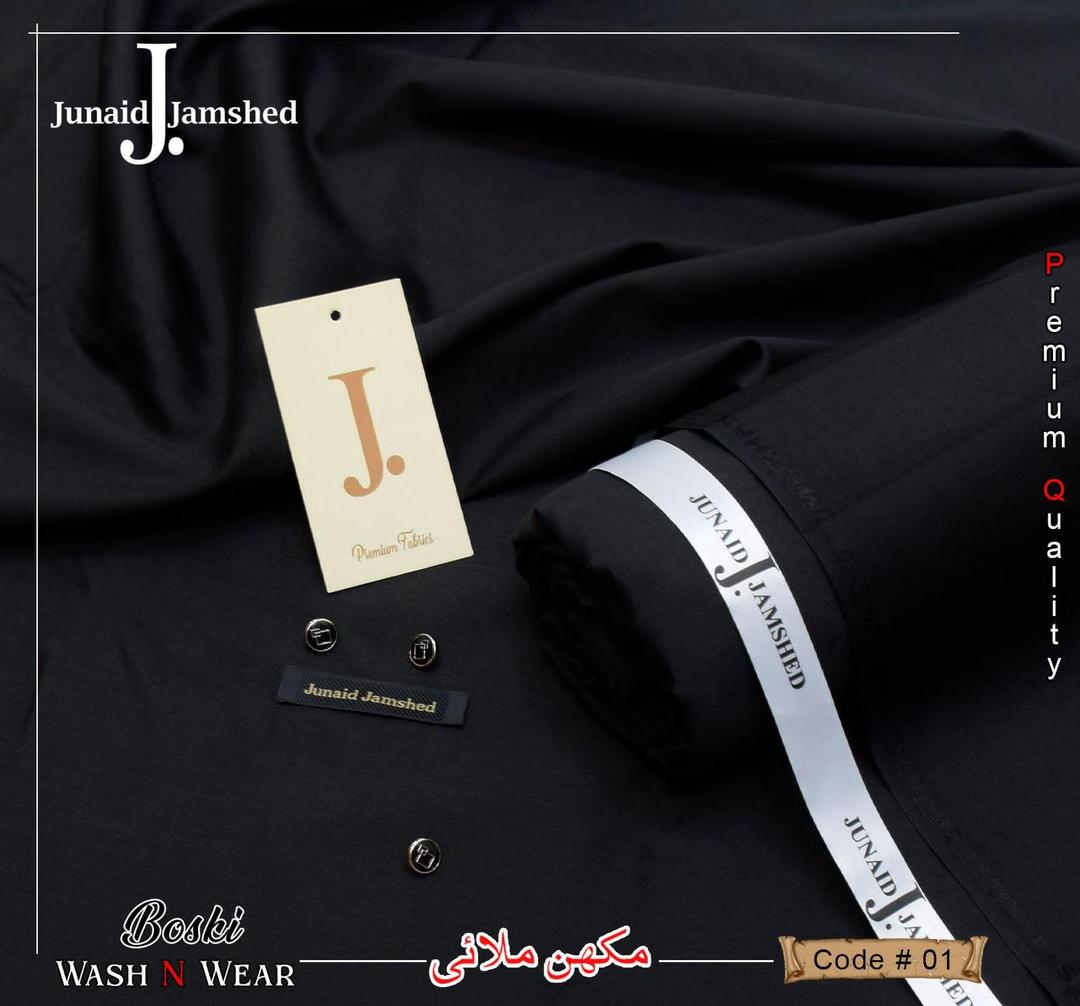 Men's Boski Plain Black Suit Unstitched Pakistan - Image 3