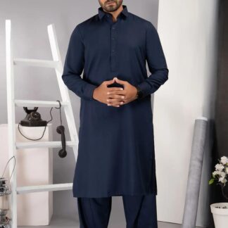 Men's Boski Plain Suit Navy Blue 8-Button