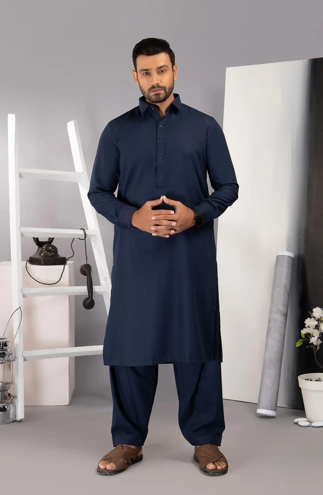 Men's Boski Plain Suit Navy Blue 8-Button - Image 4
