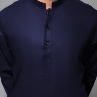 Navy Blue Wash & Wear Men's Shirt for Weddings Eid Winter