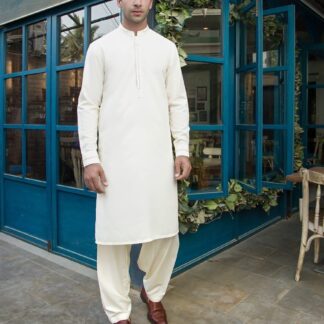Off-White Wash & Wear Suit for Men Winter Party Wear