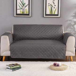 Dark Gray Quilted Sofa Cover 5-Seater Durable