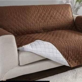 7 Seater Quilted Sofa Cover Brown Cotton Polyester