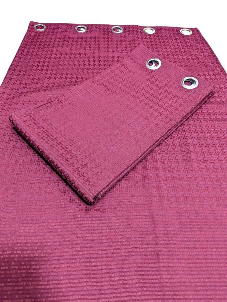 Self Shaded Dabbi Jacquard Curtains Deep Red Pakistan - Image 2