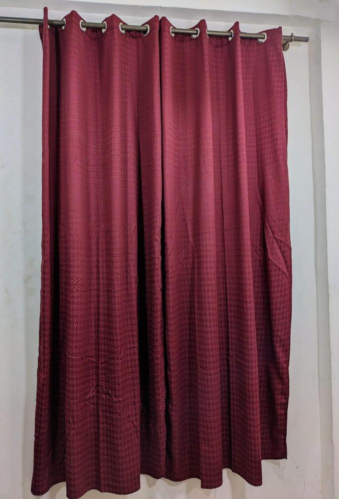 Self Shaded Dabbi Jacquard Curtains Deep Red Pakistan - Image 3