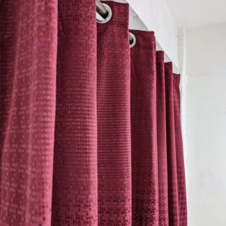 Self Shaded Dabbi Jacquard Curtains Deep Red Pakistan