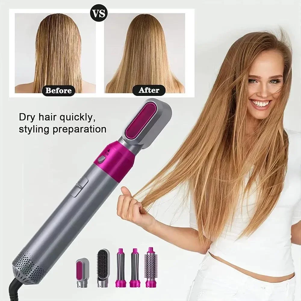 5-in-1 Hair Styling Brush Set Pink Silver ABS 6
